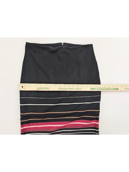 White House Black Market Women's Skirt Size 2 Black Stripe Stretch Knit Pencil - Picture 6 of 15